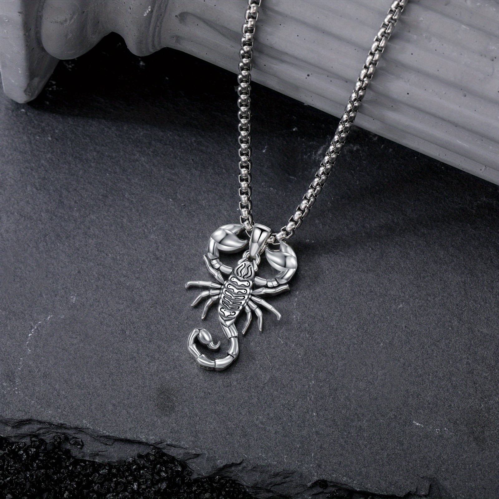 Lattd Scorpion Necklace, 925 Sterling Silver Gothic Pendant